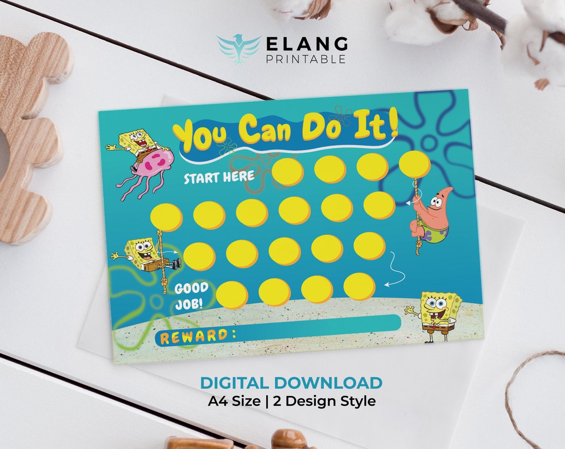 Printable Spongebob Reward Chart Instant Download Reward | Etsy