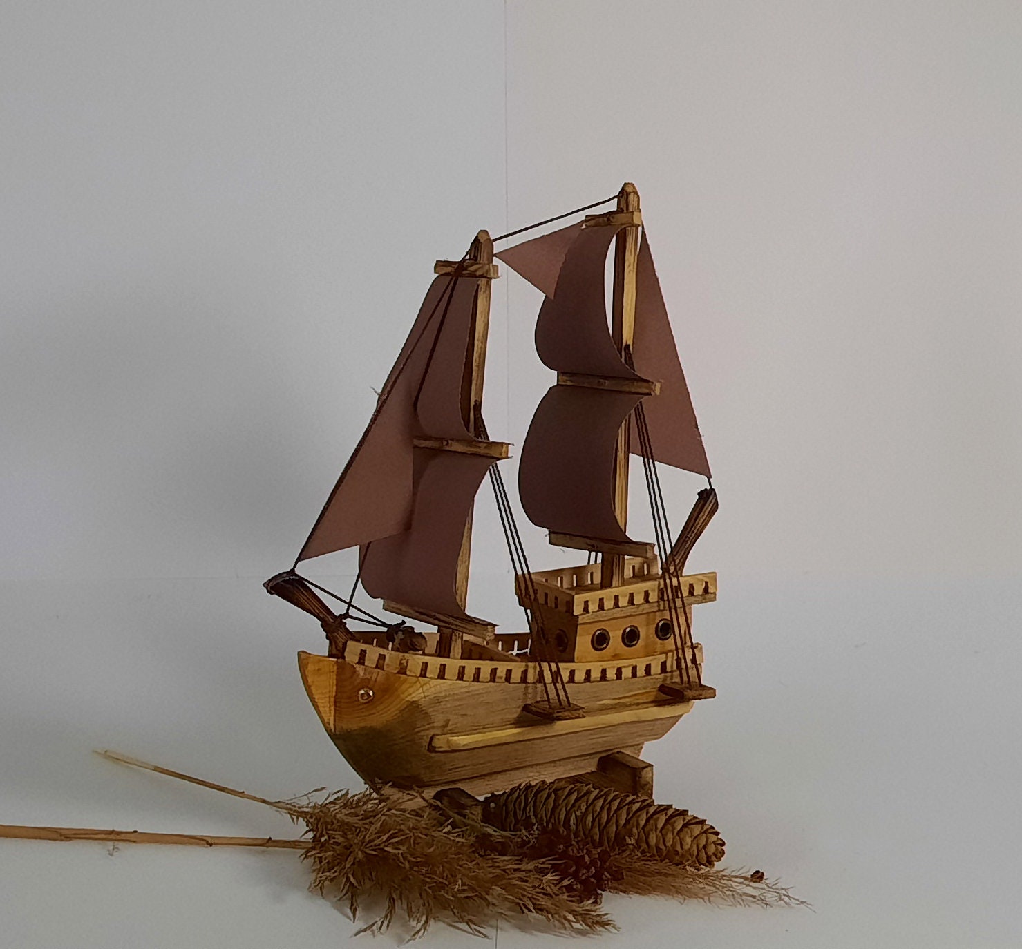 Barco de madera hecho a mano velero barco de madera barco de | Etsy