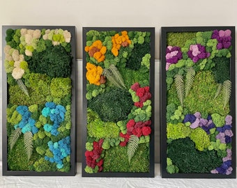 RuMoss Set | Moss Wall Art | Preserved Moss | Panels | Rectangular | Color Pop | Handmade | Gift