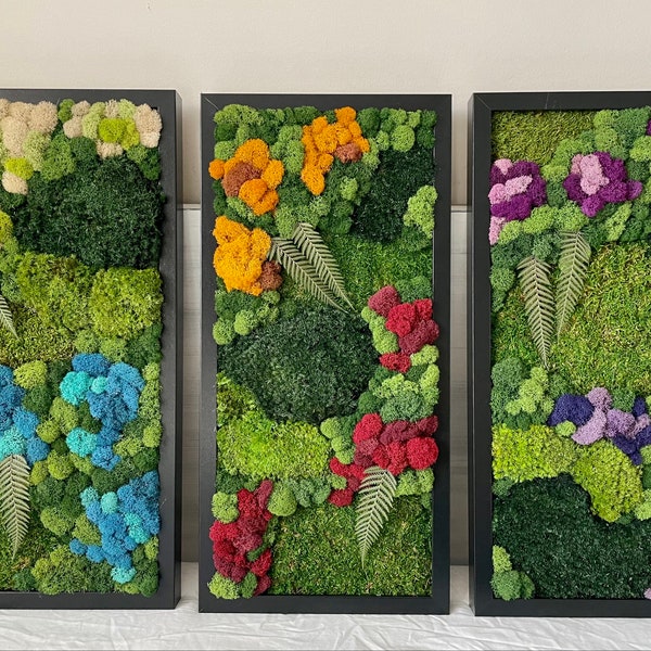 RuMoss Set | Moss Wall Art | Preserved Moss | Panels | Rectangular | Color Pop | Handmade | Gift