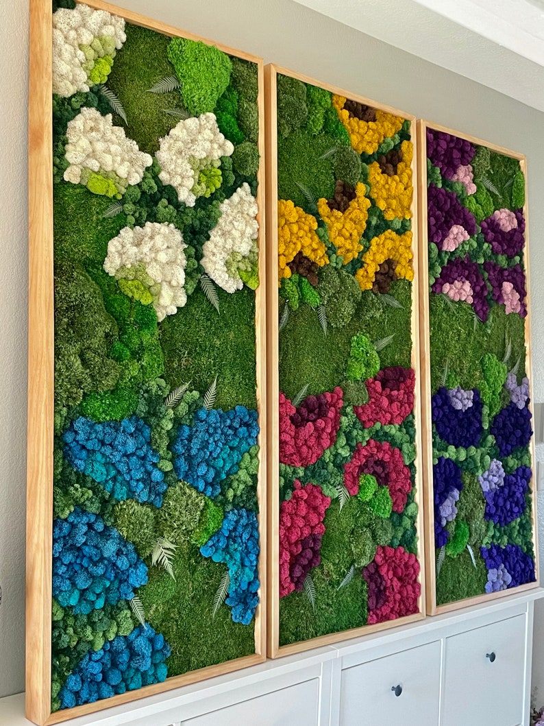 Flower Moss Extra Large Moss Wall Art Preserved Moss Etsy