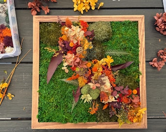 Fall DIY Moss & Floral Art Kit, Limited Fall Edition (12x12 in) - Botanical Wall Decor