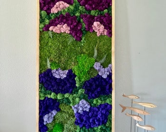 Flower Moss Extra Large | Moss Wall Art | Preserved Moss | Large Art | Rectangular | Color Pop | Handmade | Gift | Sustainable Art