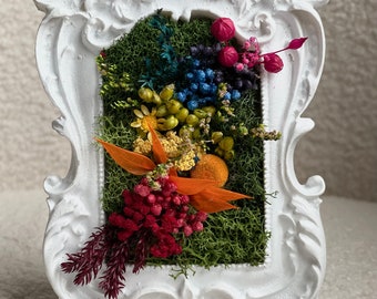 Mini Rainbow Preserved Moss Art: Handmade Wall Decor