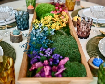 Rainbow Moss Table Centerpiece | Preserved Floral Boho Decor