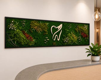 Custom Preserved Moss Logo Sign, Business Wall Art, Office Reception Decor