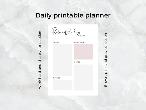 printable daily planner routine of the day planner to do etsy