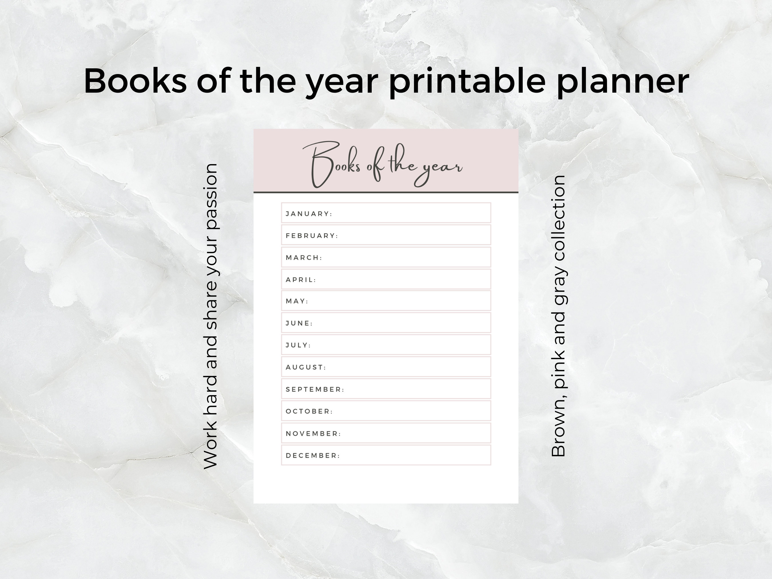 Books of the Year List If Books Printable Planner A4 Size Etsy