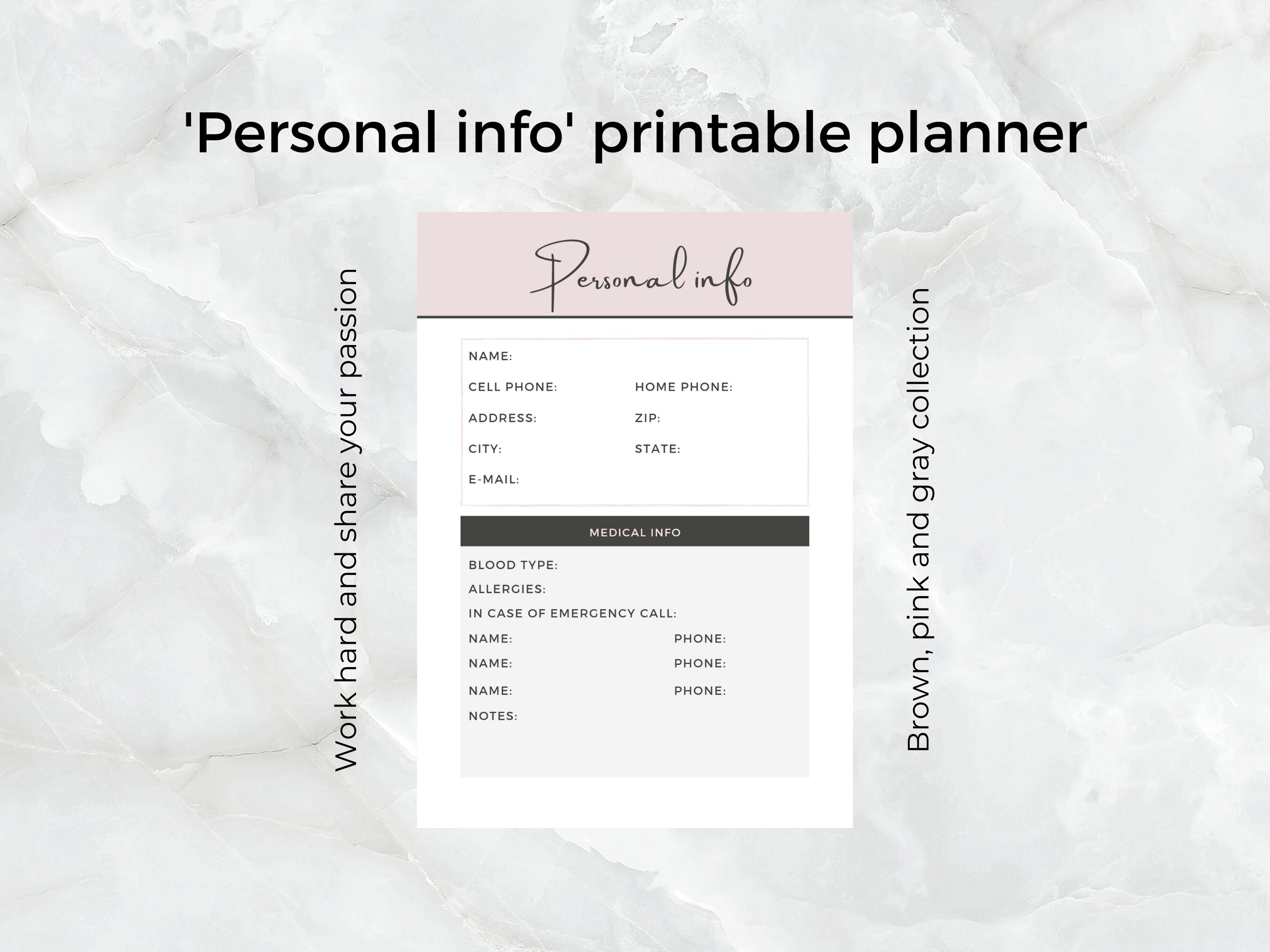 Personal Information Printable Planner A4 Size | Etsy France