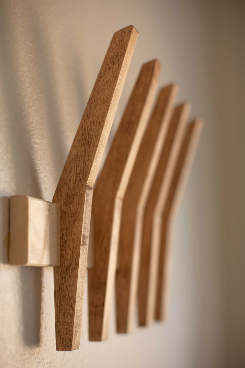 Angled Coat Rails Mid Century Modern Coat Rack With Four, Six and Eight Hooks, Towel Rack ...