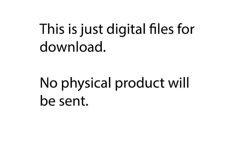 Op de afbeelding: Tekst die luidt: "Dit zijn alleen digitale bestanden om te downloaden. Er wordt geen fysiek product verzonden."