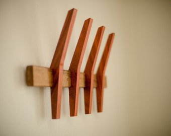 Mid Century Modern Coat Rack with four, six and eight hooks, Towel Rack, Entryway storage and organization. DIGITAL FILE.