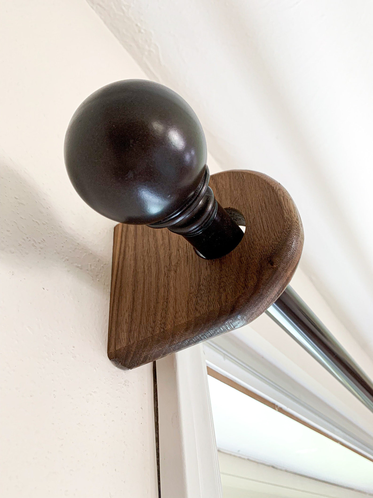 Wood Curtain Rod Bracket Round Holders for up to 2 Rod Etsy