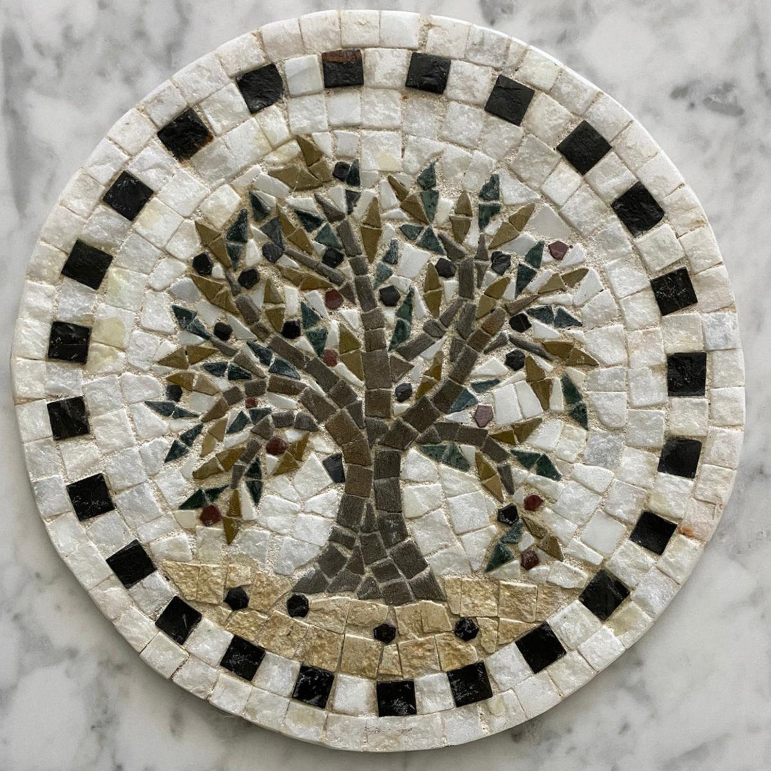 Trivet Handmade Roman Mosaic Olive Tree Etsy
