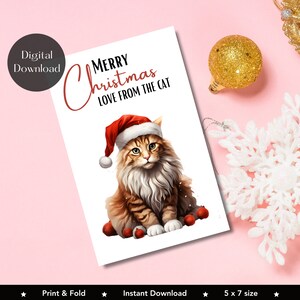 From The Cat Christmas Card Print at home, Ginger Cat Greetings Card, Printable Card