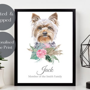 Yorkshire Terrier Print, custom yorkie Dog wall art, Pet portrait watercolour, Mother’s Day gift pet lover gift, pet memorial picture