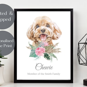 Toy poodle pet portrait, personalised toy poodle wall art, pet lover gift, dog home decor, A4 A3 Pet remembrance picture UNFRAMED