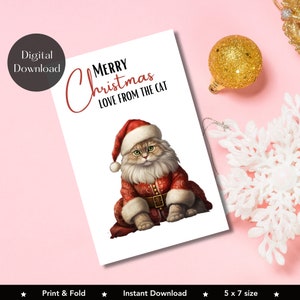 Print At Home From The Cat Christmas Card  , Cat Greetings Card, Printable Card
