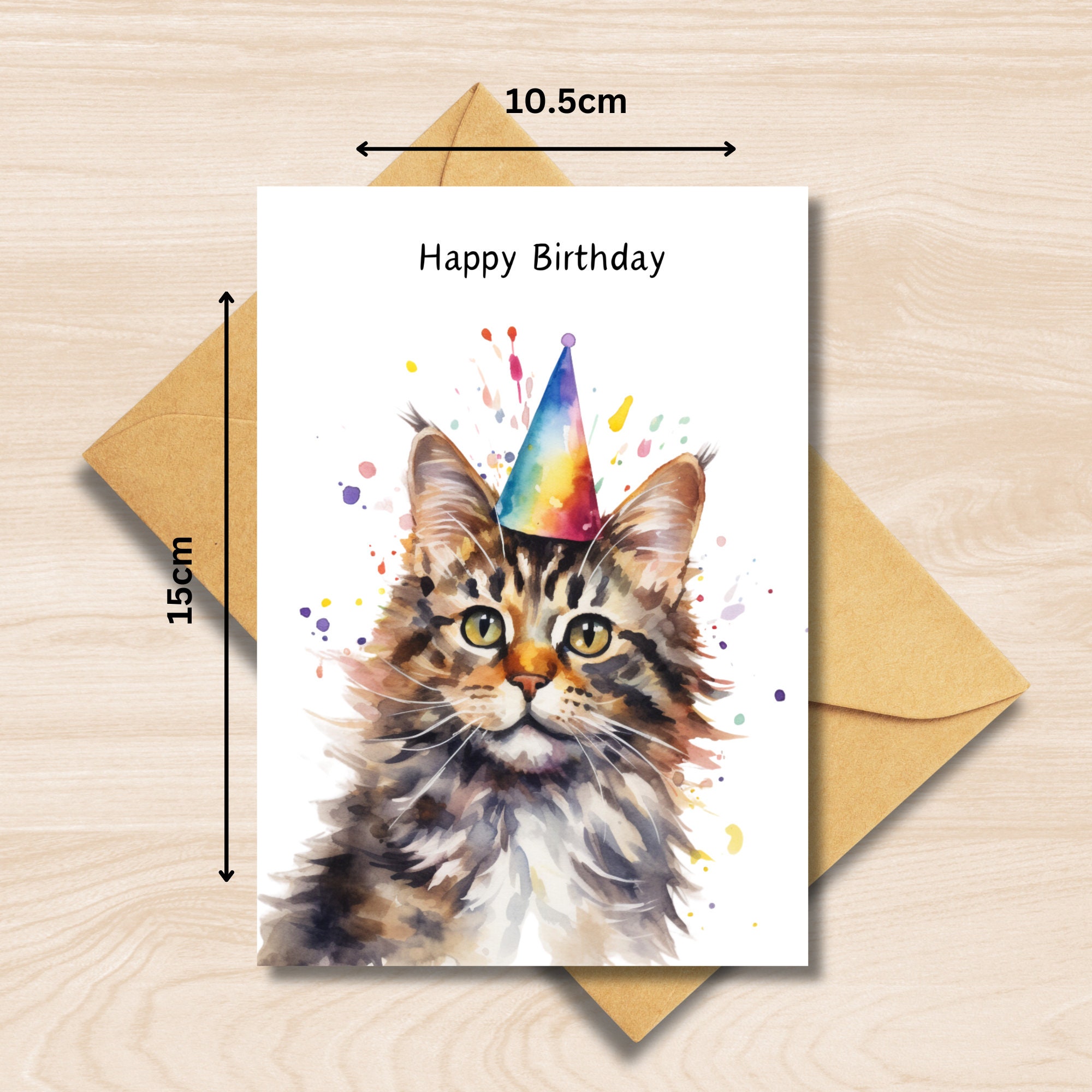 Carly the Cat in Party Hat | Greeting Card Carly the Cat in Party Hat | Greeting Card