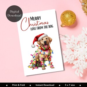 From The dog Christmas Card Print at home, Labrador Greetings Card, Printable Card