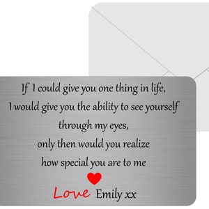 Personalizzato Sentimental Metal Wallet Card Boyfriend/Girlfriend Keepsake
