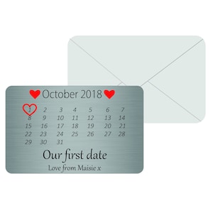 Personalised Sentimental Keepsake Metal Wallet /Purse Card 'Our First Date