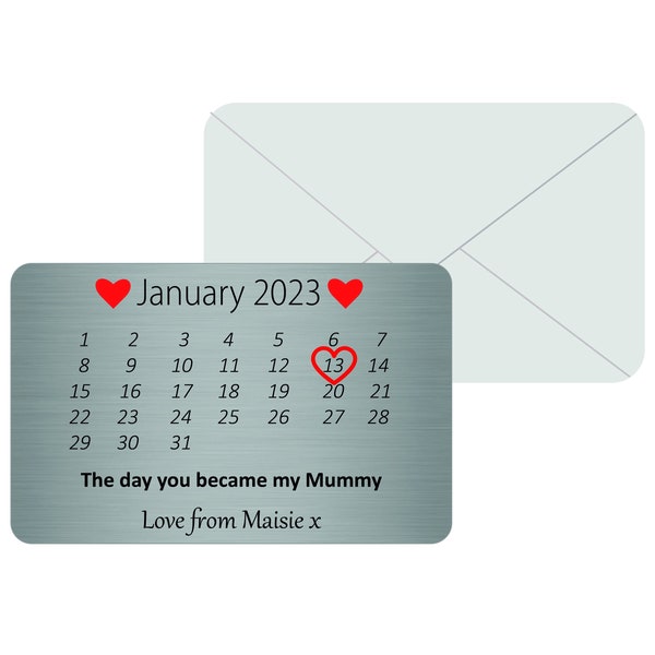 Personalised Sentimental Keepsake Metal Wallet Card The day you became my Mummy