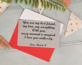 Personalised Sentimental Metal Wallet Card you are my best friend - Custom Engraved Keepsake