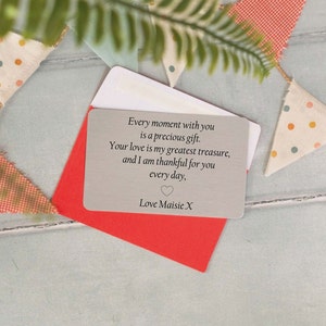 Biglietto portafoglio sentimentale in metallo personalizzato - 5,4 cm x 8,5 cm x 0,5 mm.