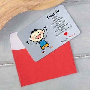 Regalo sentimentale personalizzato per il papà, biglietto ricordo con portafoglio in metallo