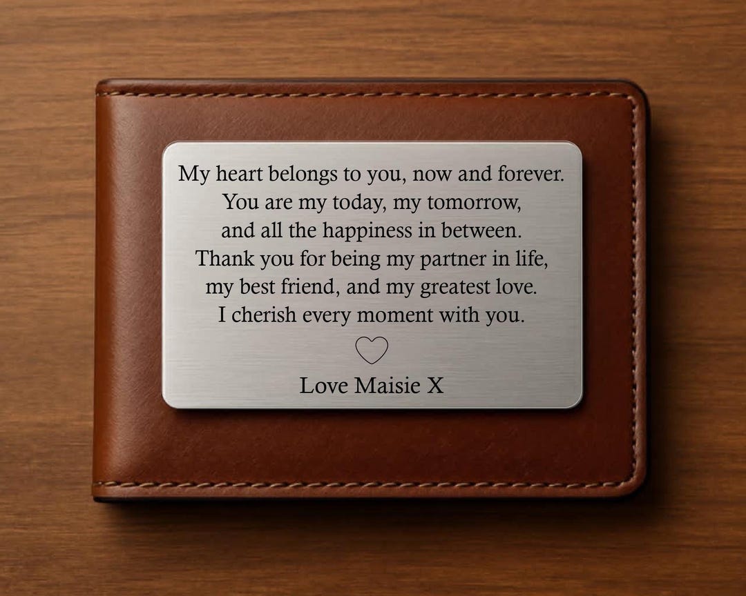 Partner Wallet Personalised Wallet Card for Partner – Engraved Metal Keepsake Gift ...