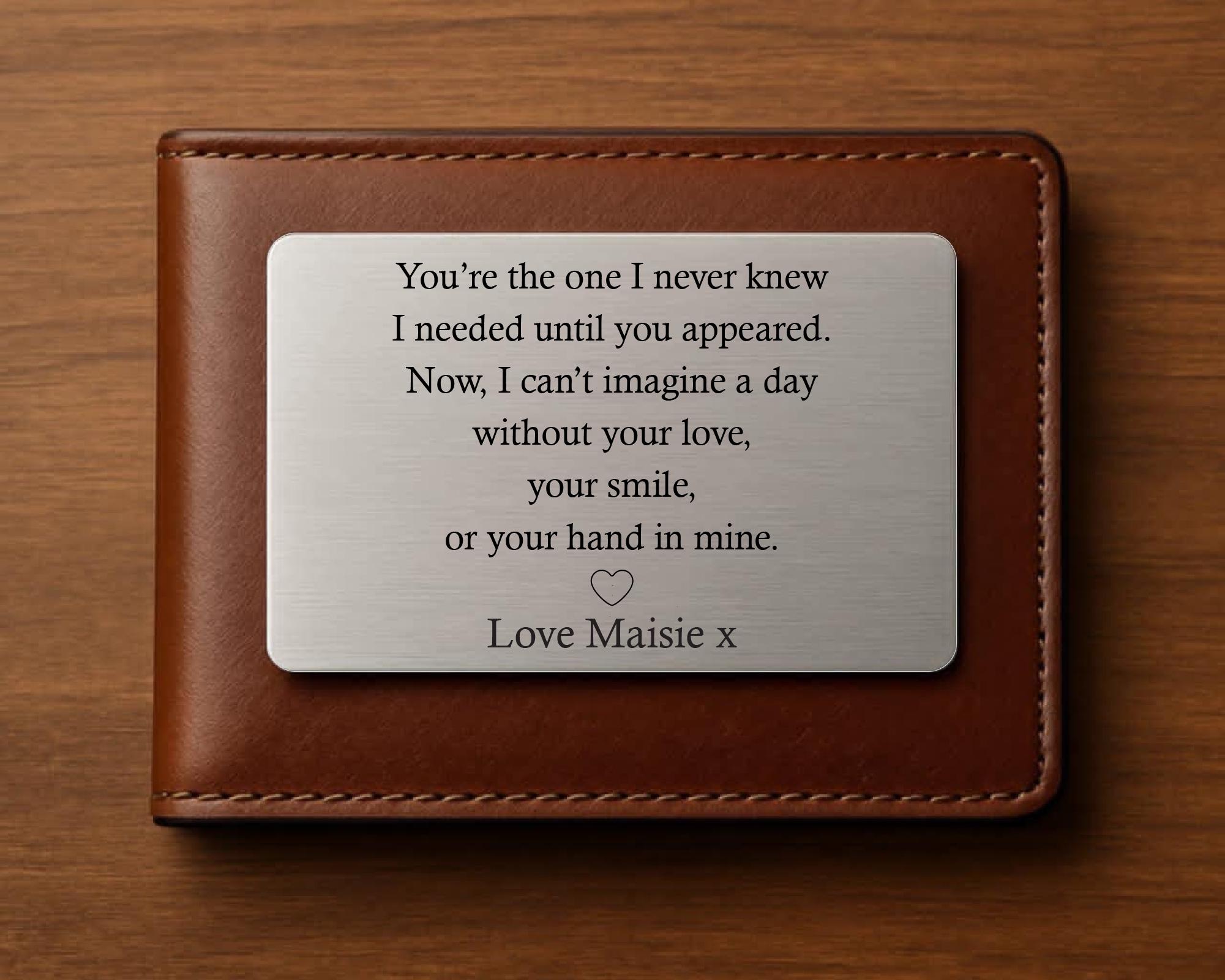 Personalised Aluminium Wallet Card for Partner– Custom Engraved Credit ...