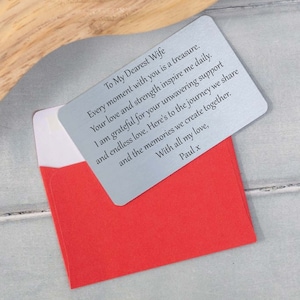 Carte portefeuille personnalisée pour femme - Souvenir en métal personnalisé - Cadeau romantique pour elle