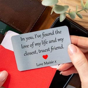 Carte cadeau personnalisée sentimentale en métal, souvenir petit ami/petite amie