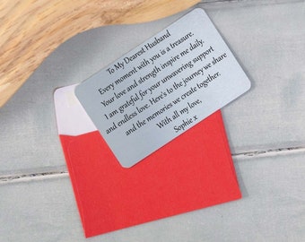 Just Printed Personalisierte Herzform 'I Love My Wife' Metall-Geschenkkarte Mit Herzumschlag – Für Valentinstag, Jahrestag & Mehr