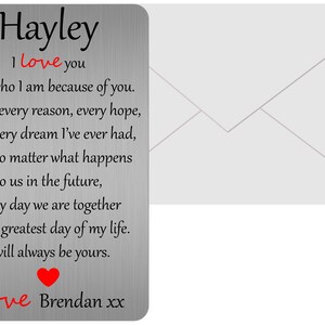 Gepersonaliseerde Sentimental Metal Wallet Card Vriendje / Vriendin Aandenken