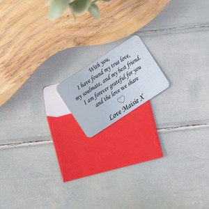 Biglietto portafoglio sentimentale in metallo personalizzato - 5,4 cm x 8,5 cm x 0,5 mm.