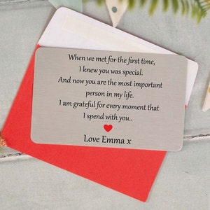 Biglietto portafoglio sentimentale in metallo personalizzato - 5,4 cm x 8,5 cm x 0,5 mm