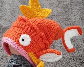 CROCHET PATTERN - Little Useless Fish Slouchy Hat - Magikarp Hat - Pokemon Hat - Crochet Hat - 0-6 Month to Toddler Sizes