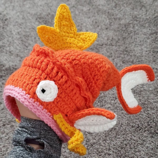 CROCHET PATTERN - Little Useless Fish Slouchy Hat - Magikarp Hat - Pokemon Hat - Crochet Hat - 0-6 Month to Toddler Sizes