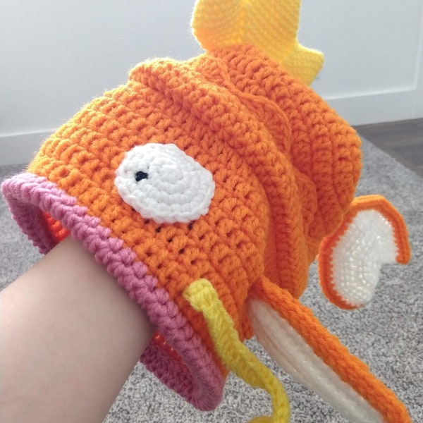 CROCHET PATTERN - Useless Fish Slouchy Hat - Magikarp Hat - Pokemon Hat - Crochet Hat - Child to Large Adult Sizes