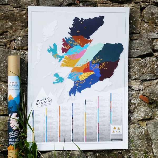 Munro Bagging Scratch Off Map | Munro Baggers Poster A1 | Scottish Hiking