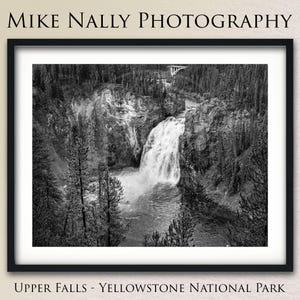 Upper Falls, Yellowstone National Park, Landscape Fine Art Film Black and White Photo Wall Art Print