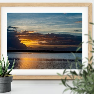 Dolphins at Sunset, Blue Hour Photograph, Florida, Intracoastal Waterway, Fine Art Color Photo Wall Art Print