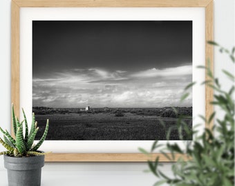 Storm at the Fort, Florida Intracoastal Waterway, Landscape, Fine Art Black and White Photo Wall Art Print