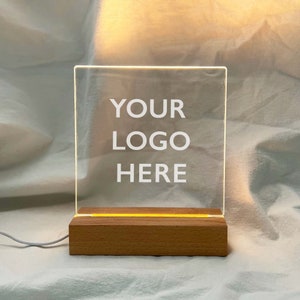 Custom Logo Sign | Personalised Name LED Light | Business Name Engraved LED Sign | Business Logo Desk Light | Customized Logo Acrylic Light