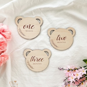 Teddy Bear Milestone Cards | Wooden Hello World | Baby Shower Gift ...
