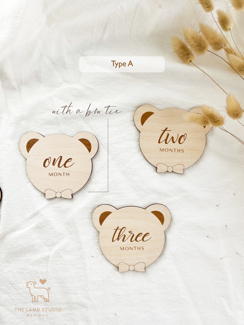 Teddy Bear Milestone Cards | Wooden Hello World | Baby Shower Gift ...