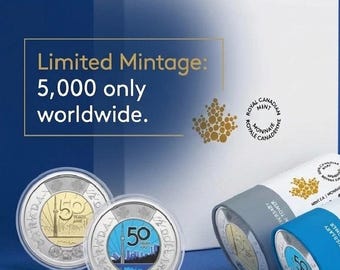 2026 CANADA Coffret : Twonies 50e anniversaire de la Tour CN, phosphorescents dans le noir et non colorisés, du coffret spécial, BU