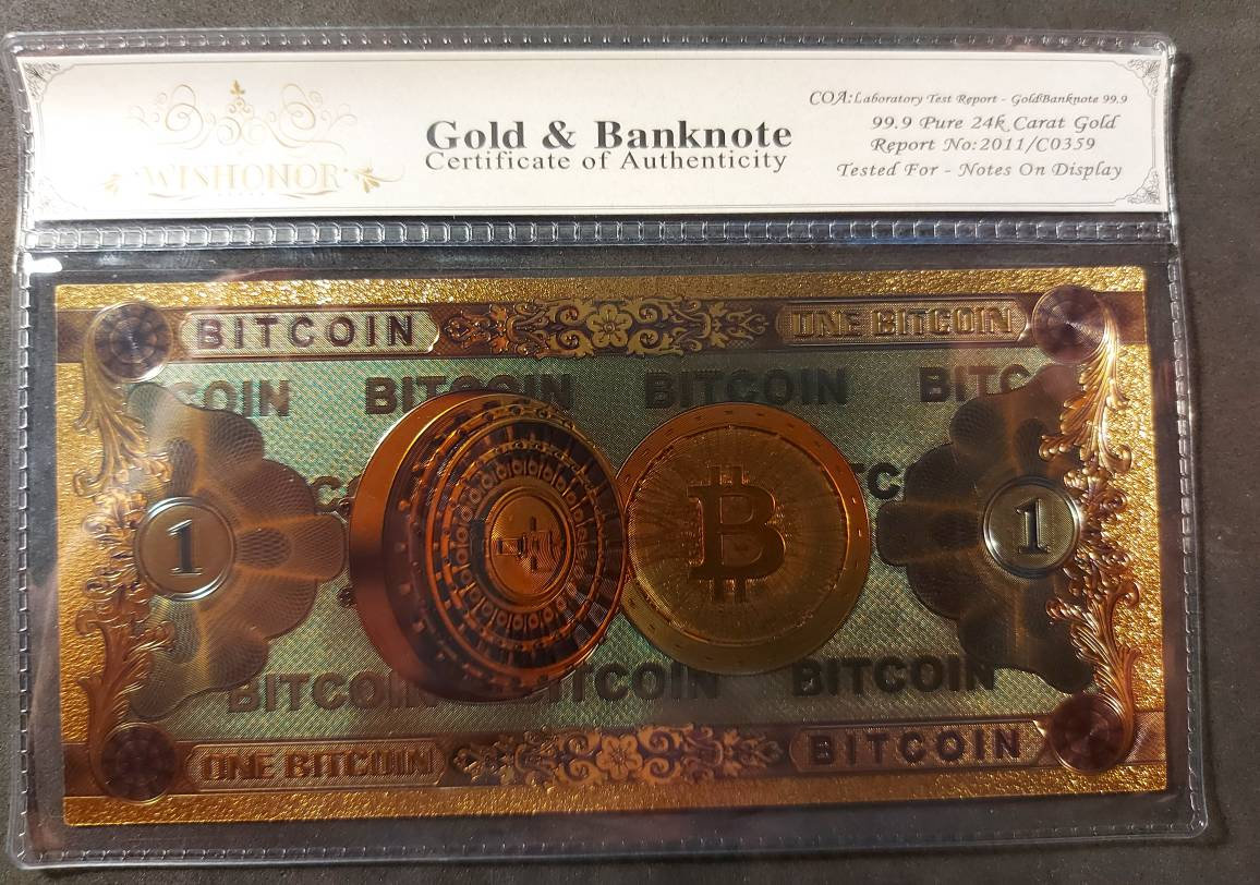 BITCOIN Cryptocurrency .9999 GOLD FOIL Note; Come With Holder and  Certificate of Authenticity - Etsy India